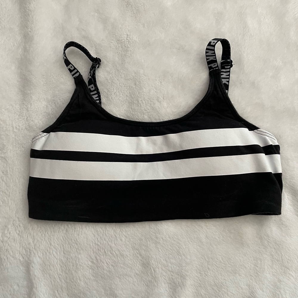 PINK Victoria's Secret Black and White Sports Bra